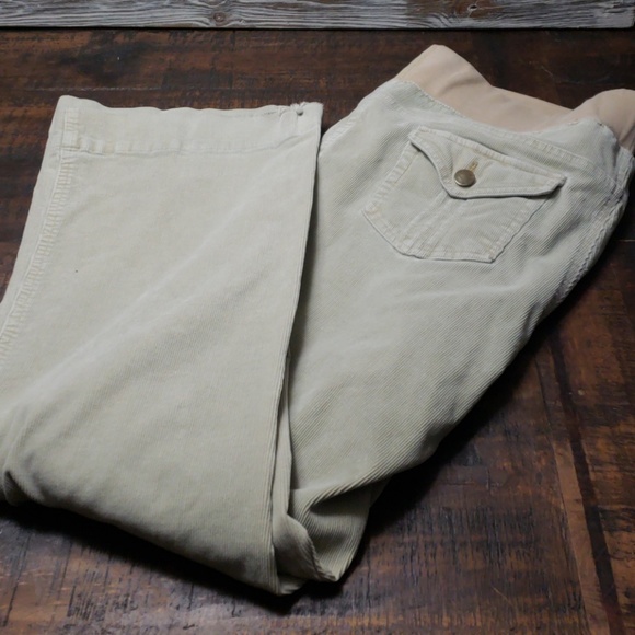 Duo Maternity Beige Tan Corduroy Maternity Pants - Picture 1 of 6